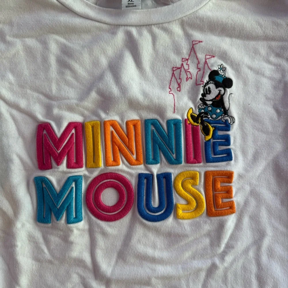 Disney Parks Minnie Mouse Polka Dot Puff Sleeve‎ Sweatshirt White Girls XL 14A